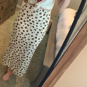 Linen blend midi skirt